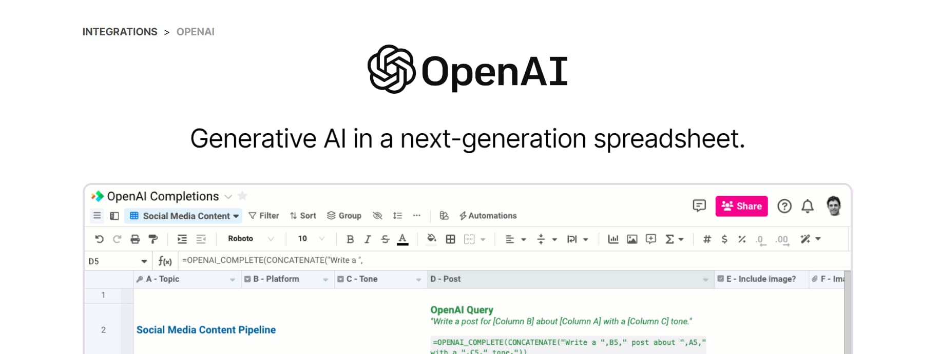 OpenAI In Spreadsheet Tool Review
