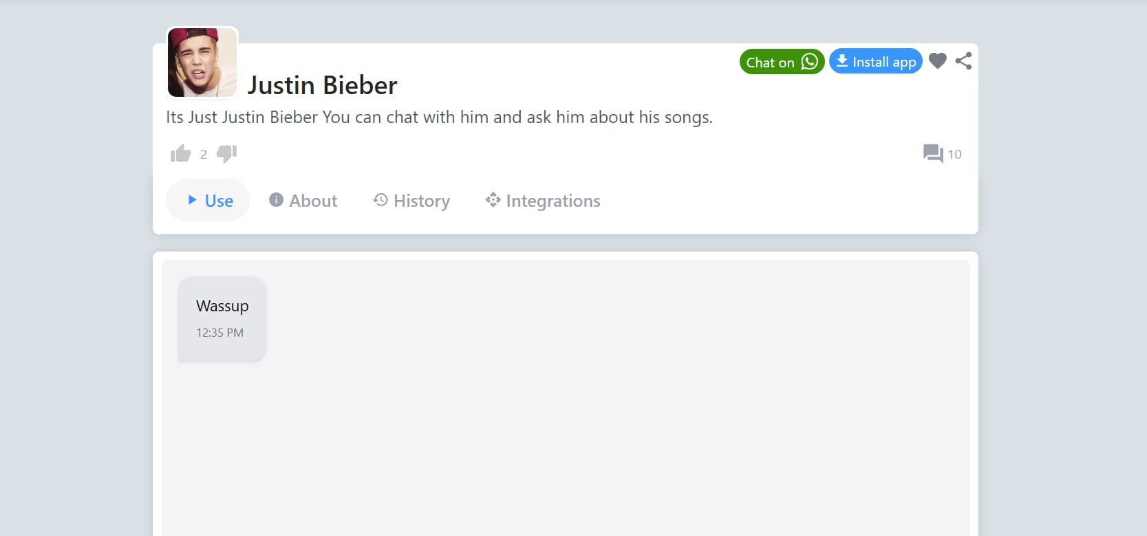 Chat With Justin Bieber 