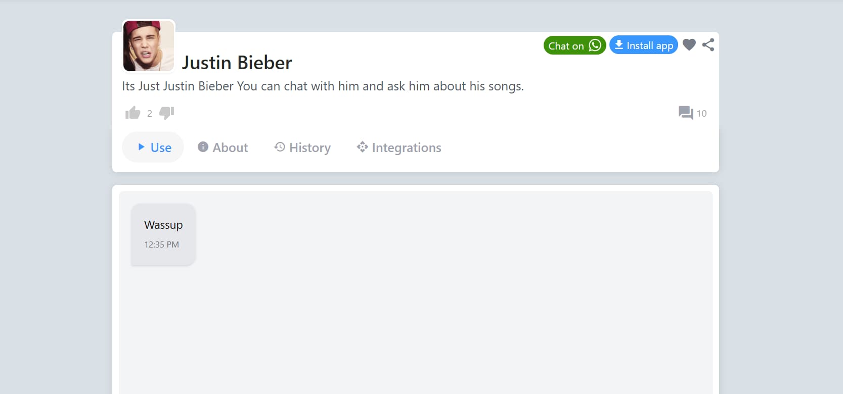 Chat With Justin Bieber Chat With Justin Bieber