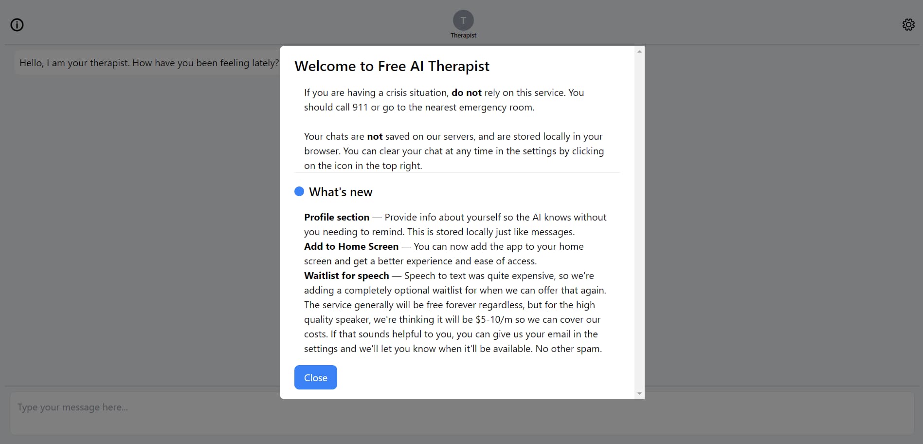 Free AI Therapist