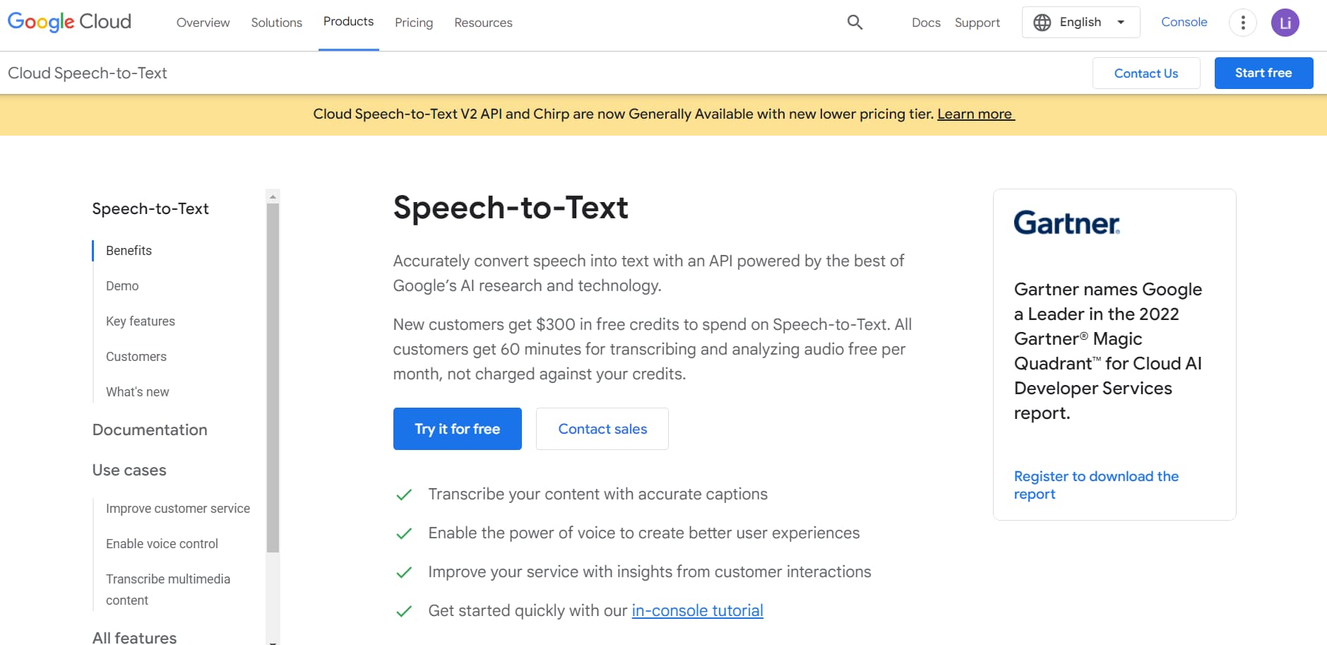 Google Cloud Speech to Text