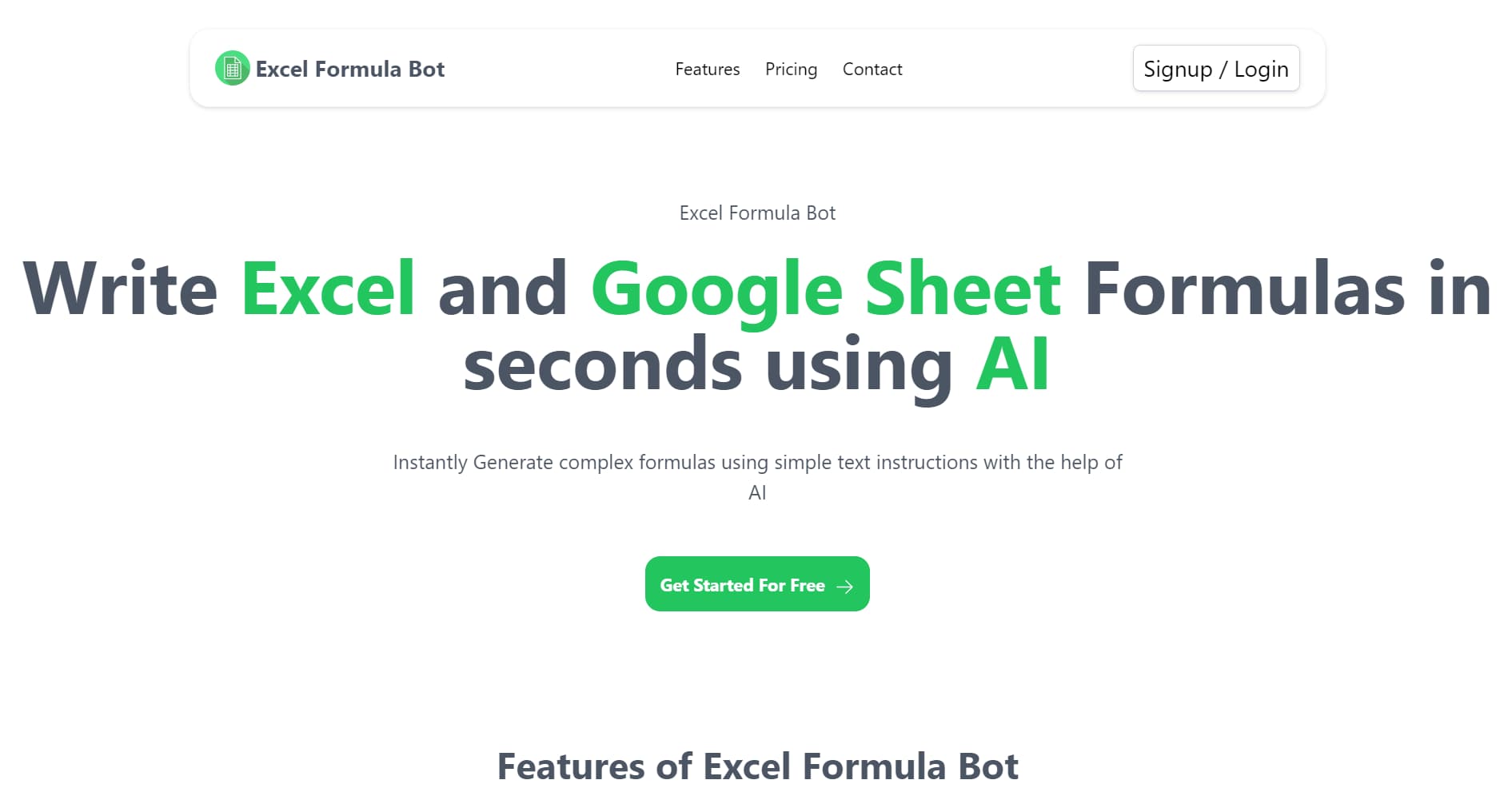 Excel Formula Bot