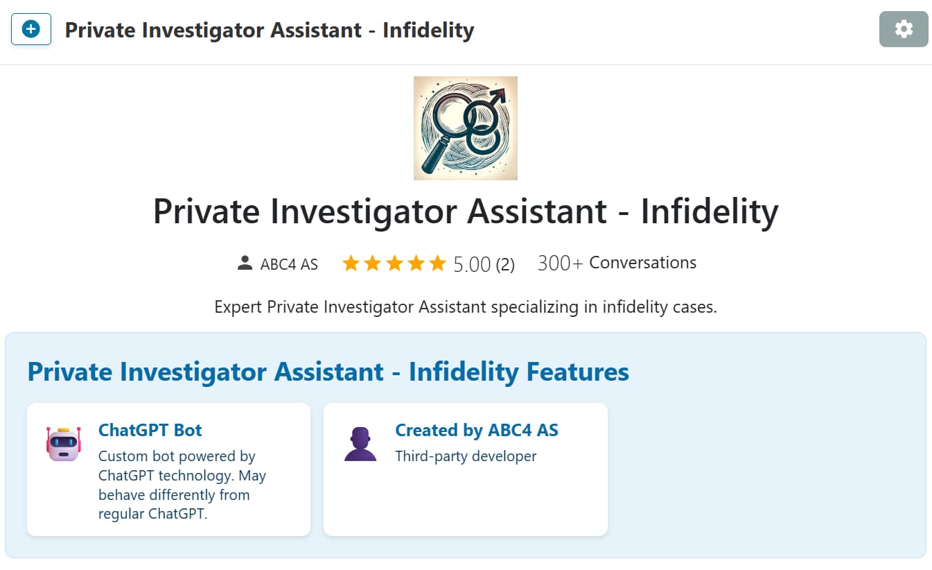 AI Private Investigator By ChatbotsPlace AI Private Investigator By ChatbotsPlace