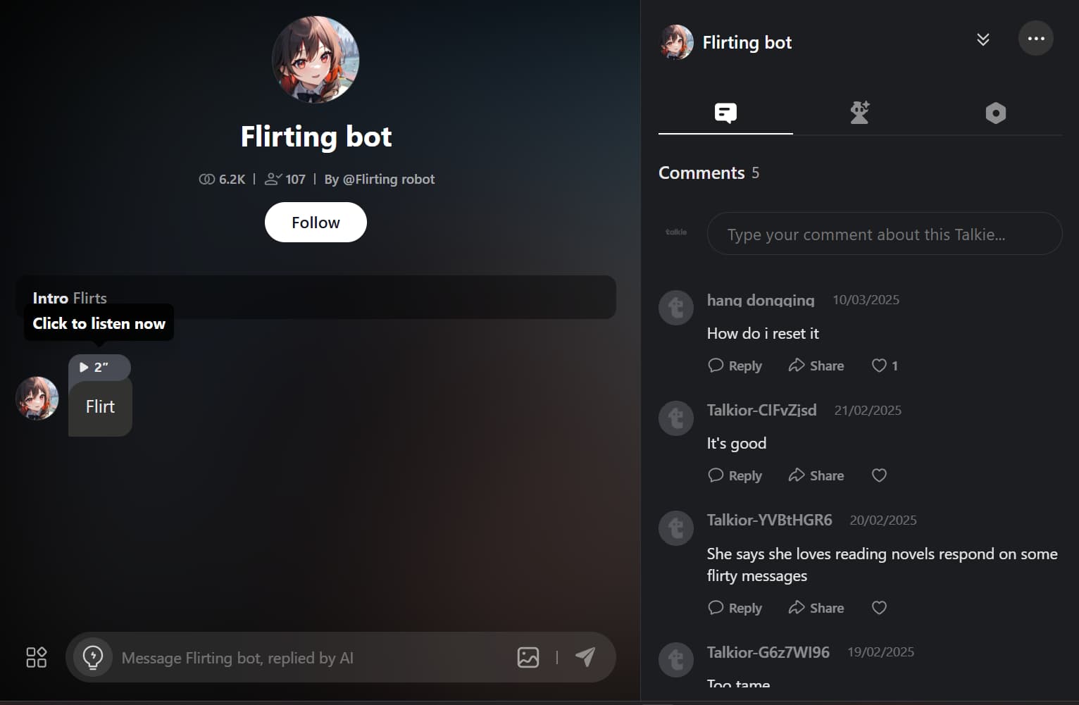 Flirting AI By Talkie Flirting AI By Talkie