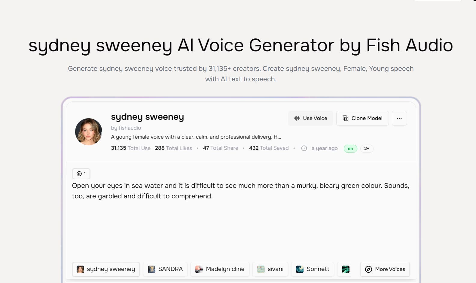 Sydney Sweeney AI Voice Generator