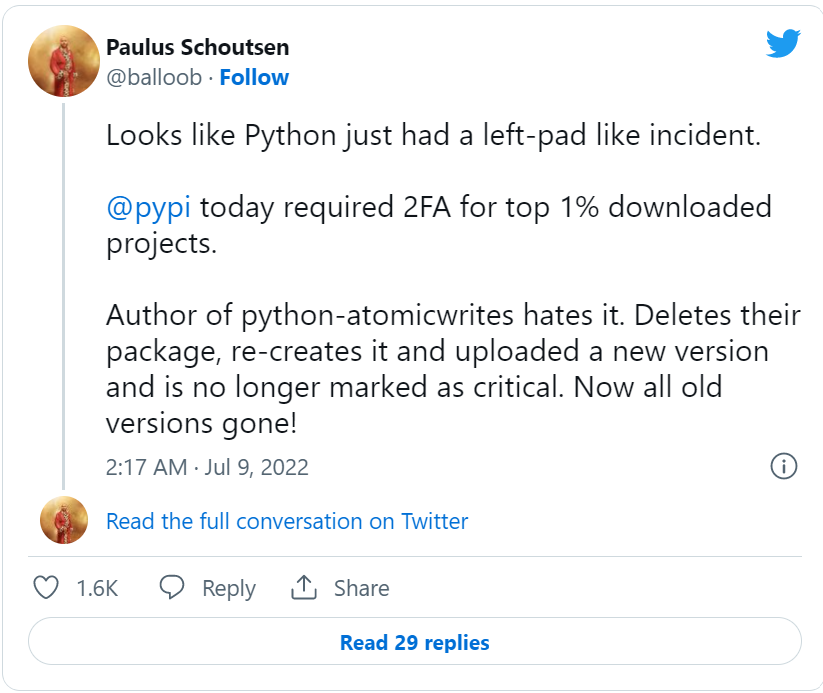 PyPi Mandates 2FA For Critical Python Projects - Developer Criticized