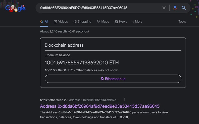 Ethereum Addresses Are Now Searchable On Google