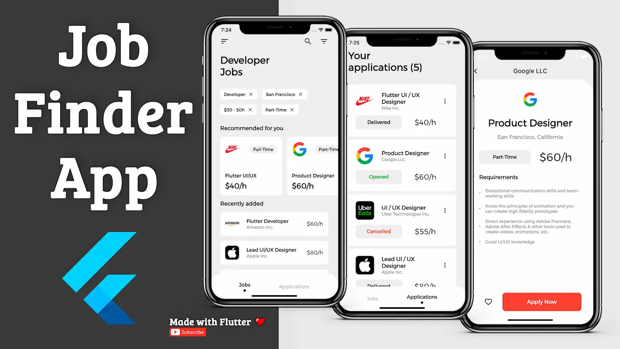 Job Finder App UI in Flutter
