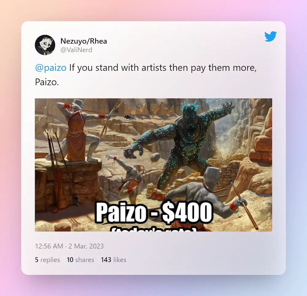 RPG Publisher Paizo Bans AI Generated Content
