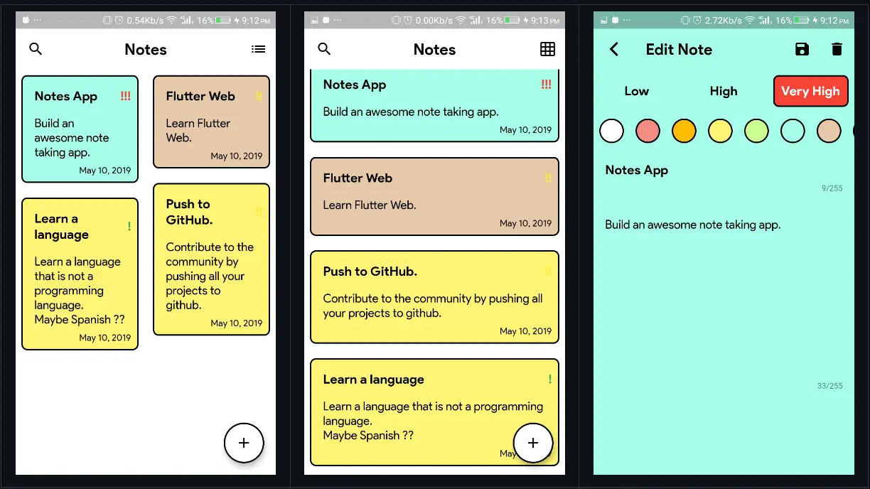 flutter notes app ui kit