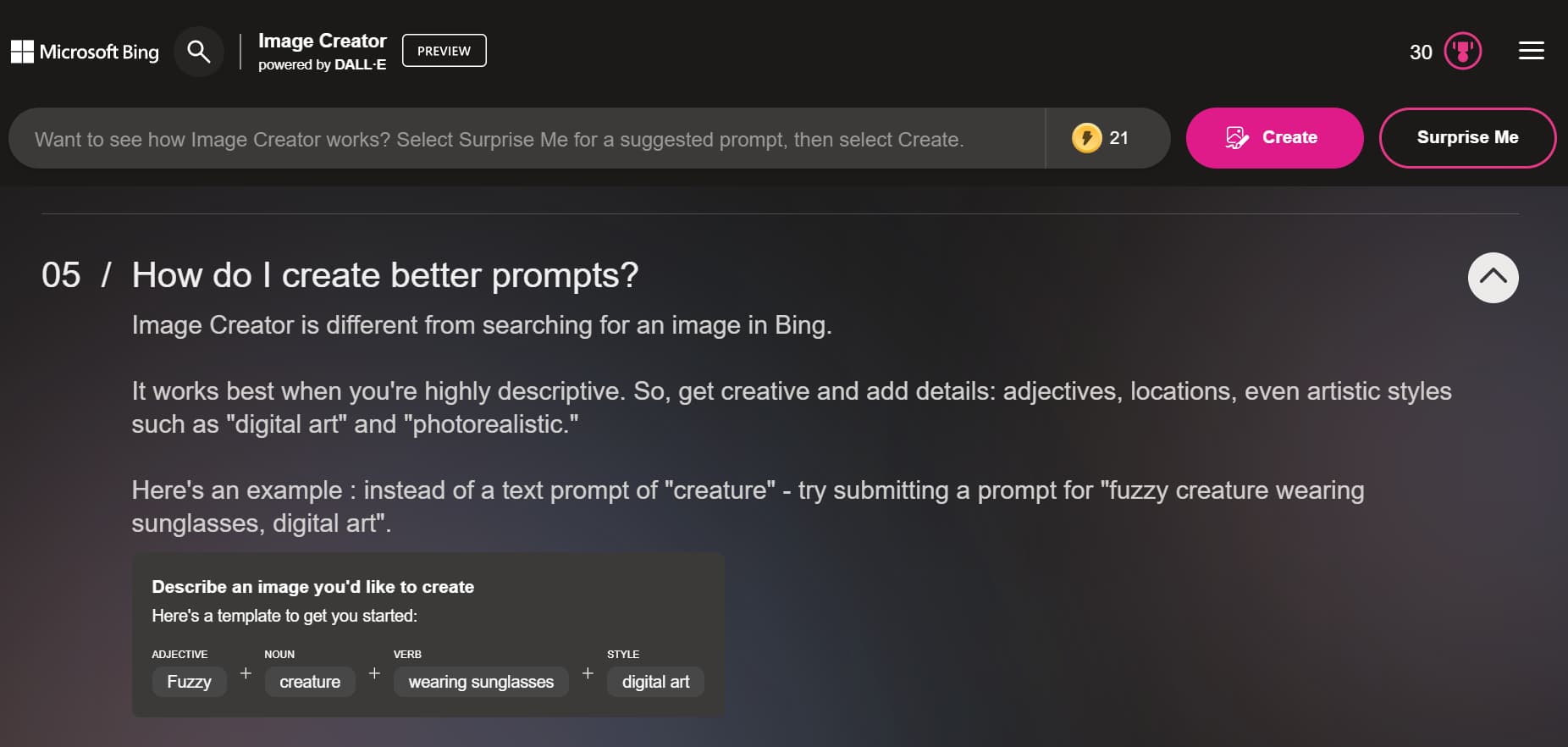 How To Create Prompt For Bing Image Creator