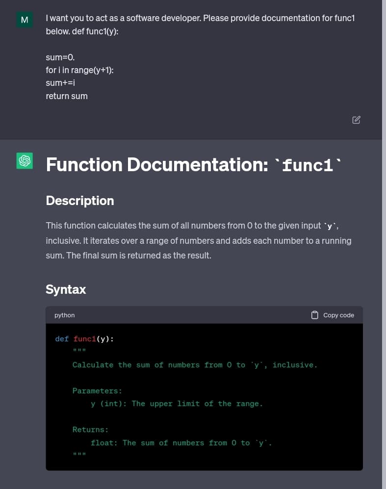 ChatGPT Prompt For Code Documentation Writing