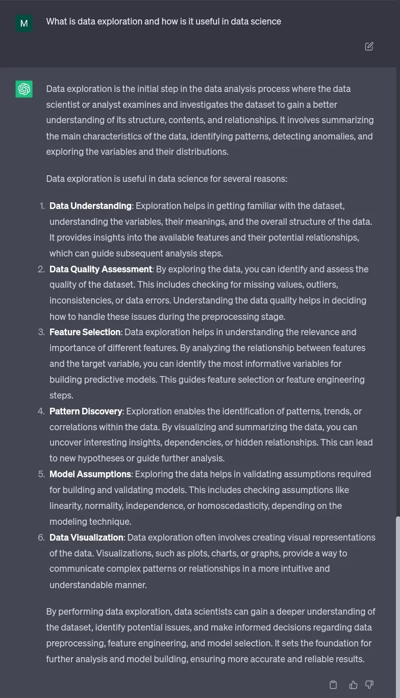 ChatGPT Prompt For Data Exploration