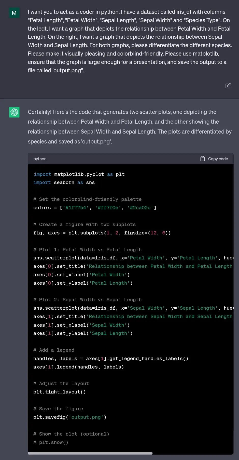 ChatGPT Prompt To Visualize Data In Matplotlib