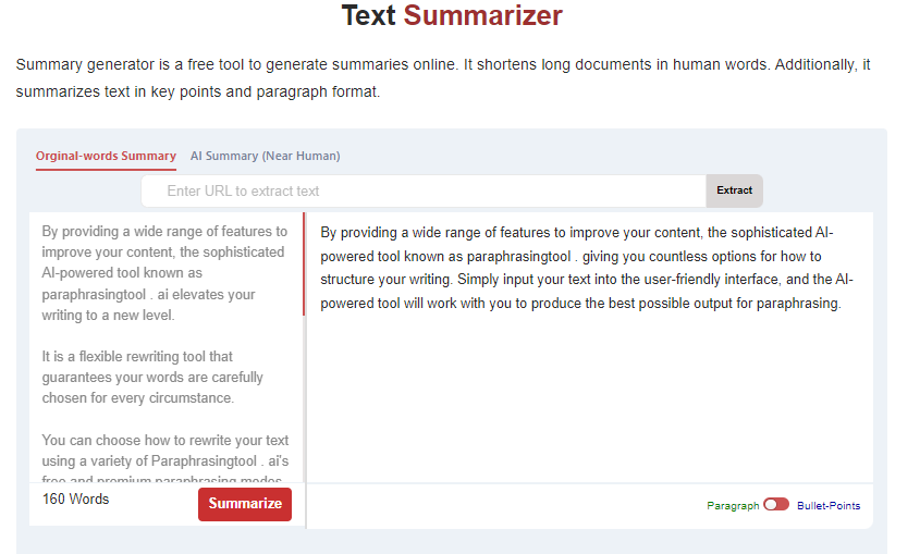 ai text summarizer tool