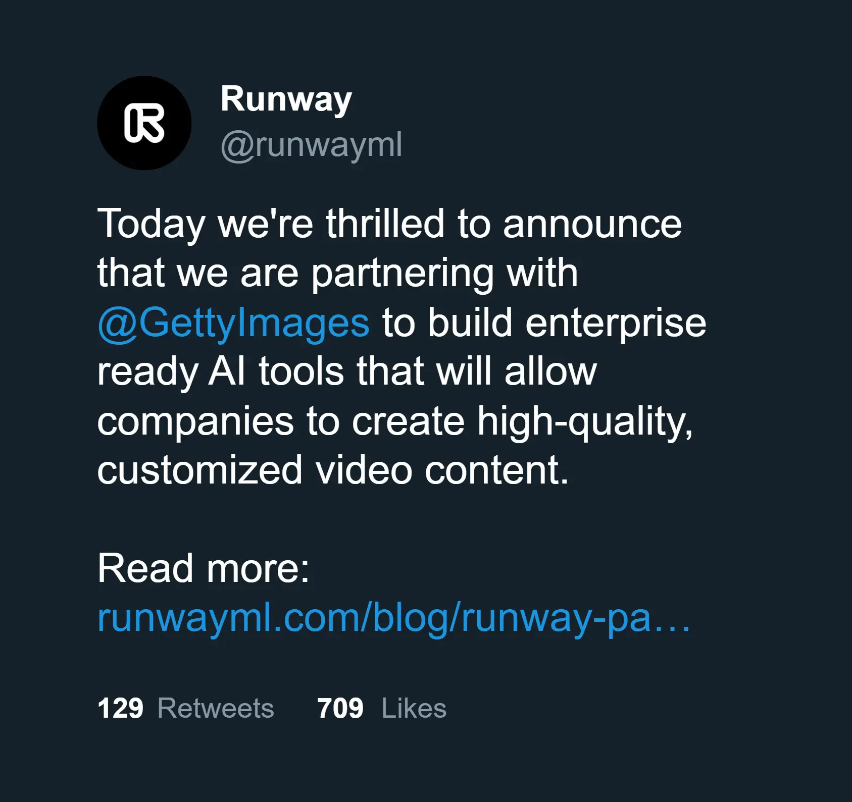 runwayml and getty images to build ai video generation models