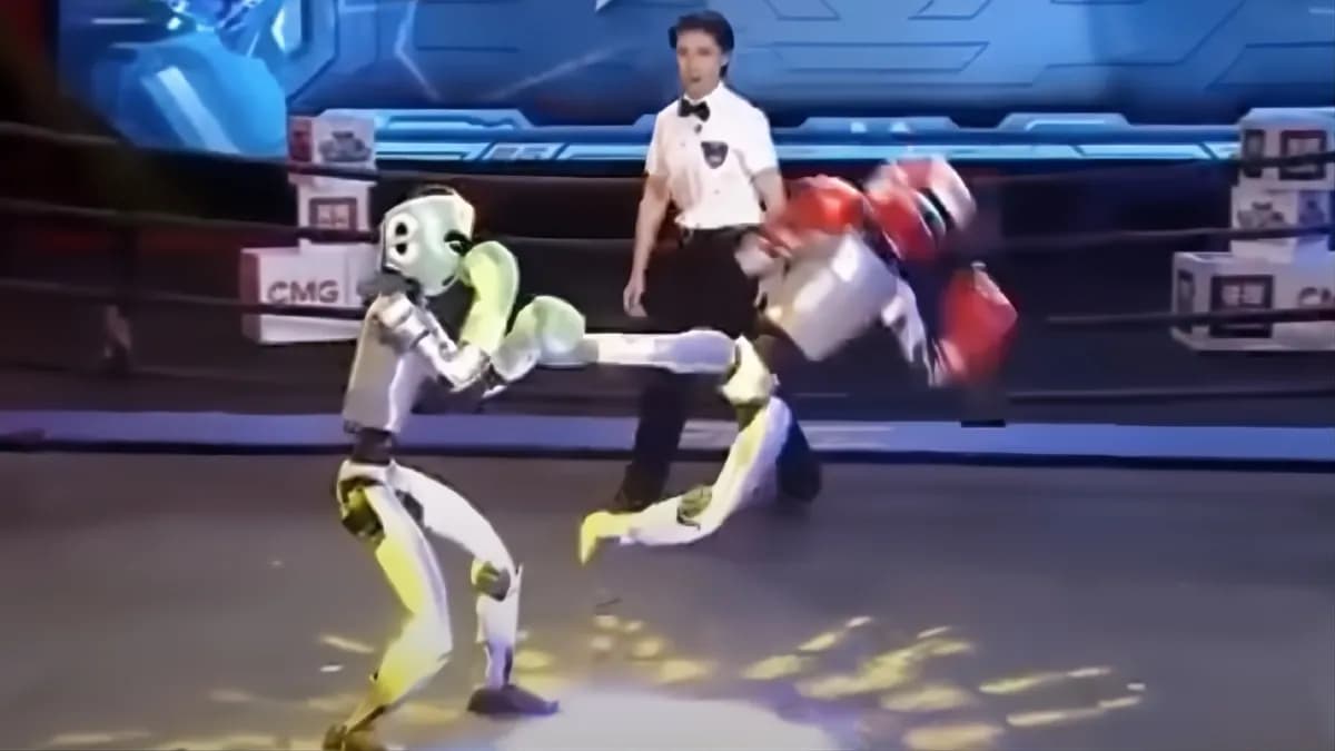 China Hosts the World's First Humanoid Robot Kickboxing Match China Hosts the World's First Humanoid Robot Kickboxing Match