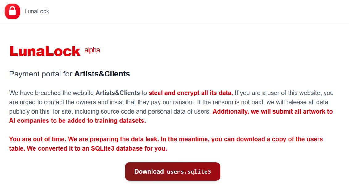 Hackers: If The Art Site Won't Pay Us, We Will Sell Artist's Data To AI Model Training Companies If The Art Site Won't Pay Us, We Will Sell Artist's Data To AI Model Training Companies